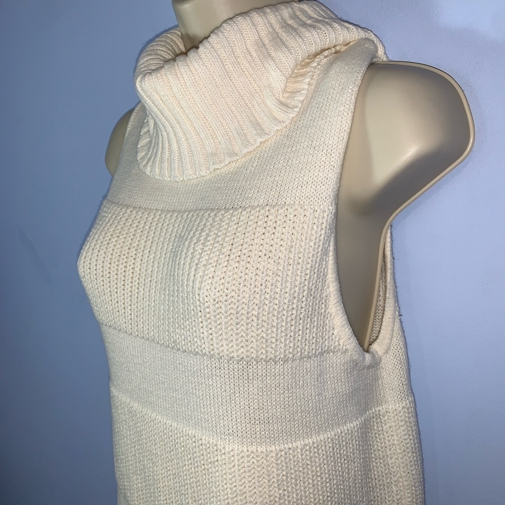 Moth Anthro Cream off white Sleeveless turtle neck Knit Dress size medium midi - Picture 4 of 6